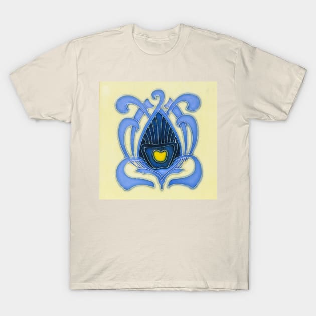 Art Nouveau Majolica Tile Peacock T-Shirt by ernstc